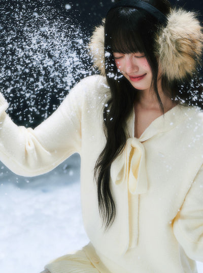 White French Style Bow Knitted Dress WEE0104