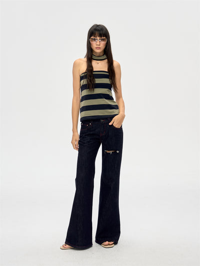 Halter Neck Wrap Striped Top CUR0210