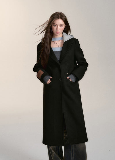 Woolen Hooded Versatile Long Coat VIA0176