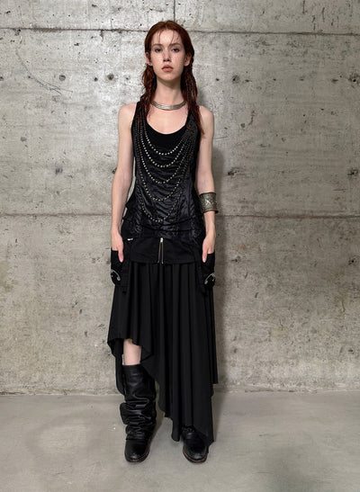 Large Pockets Fake Two-Piece Slit Skirt DOU0119