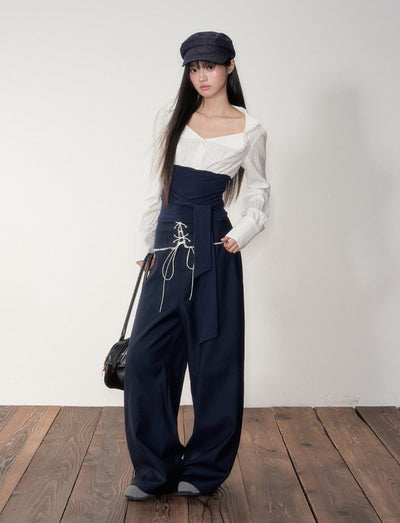 Contrast Shirt/Wide-leg Pants SOO0029