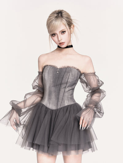 Romantic Design Tie-dye Puffy Dress VOC0471