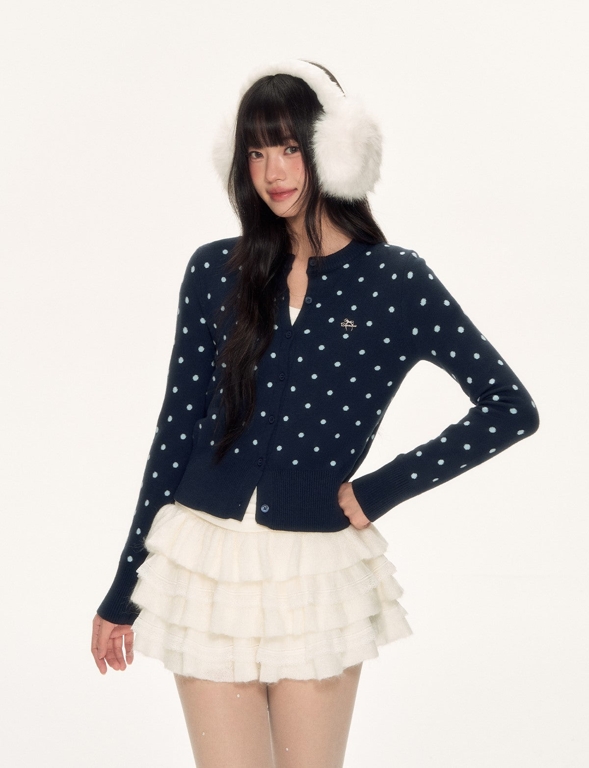 Polka Dot Basic Knit Cardigan WEE0091