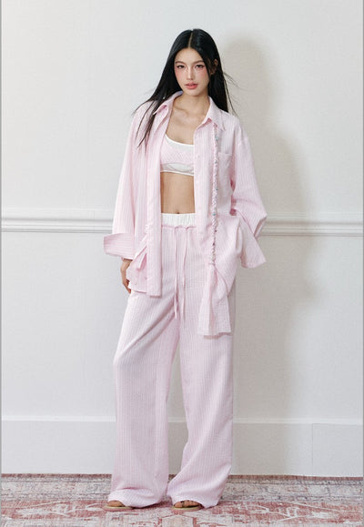 Braided Rope Striped Shirt/Camisole/Shorts AGM0170
