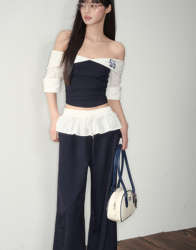 One-shoulder Top/Ruffled Scimitar Pants SOO0007