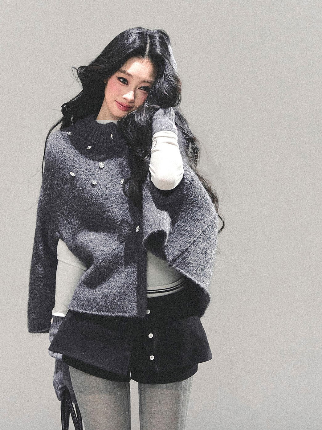 French-style Knitted Cape Cardigan DIA0689