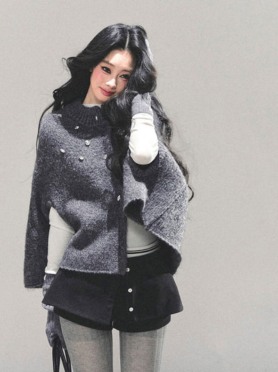French-style Knitted Cape Cardigan DIA0689