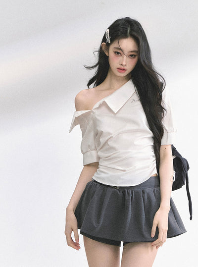 High-end French off-shoulder Shirt DIA0505