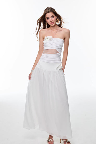 Flower White Long Skirt 4MU0142