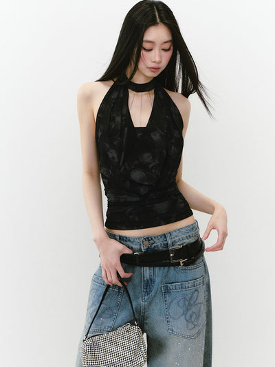 Swing Collar Halter Neck Top VIA0271