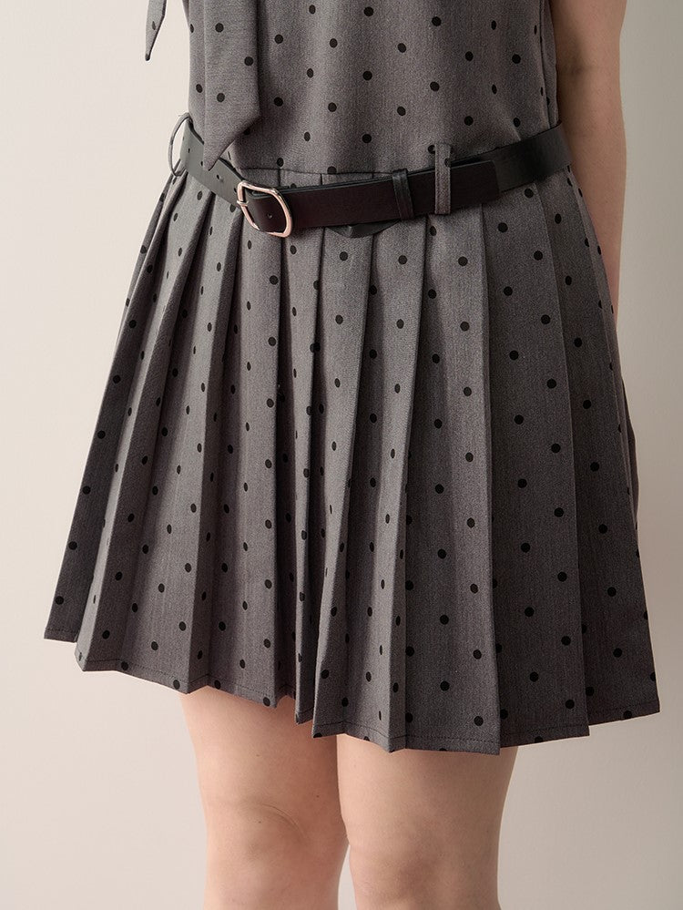 Grey Polka Dot Bow Design Dress QDQ0061