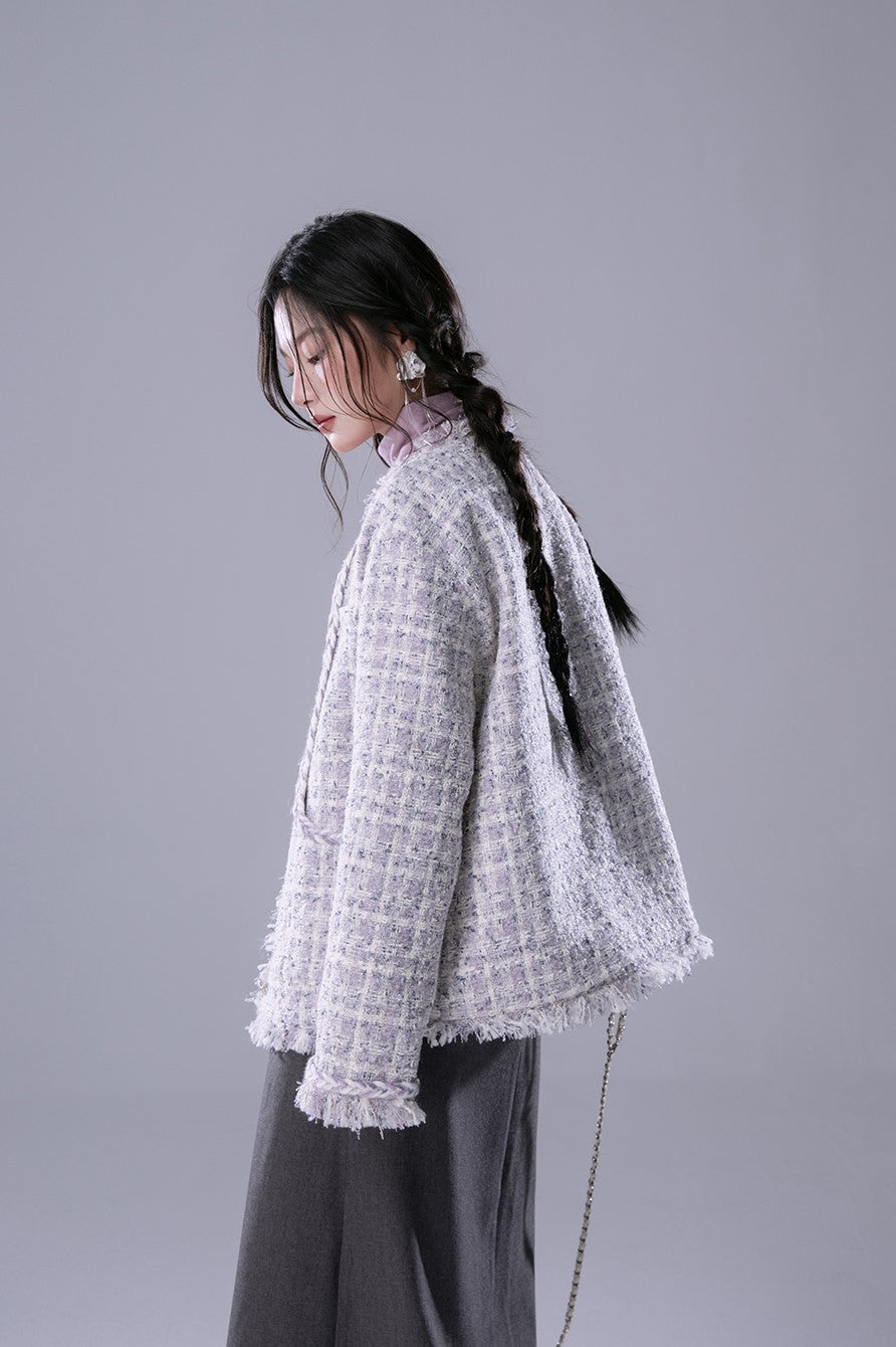 Light Purple Braided Cotton Luxurious Style Jacket COT0164