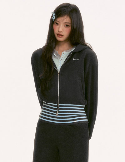 Color Block Striped Slim Fit Hooded Jacket WEE0128