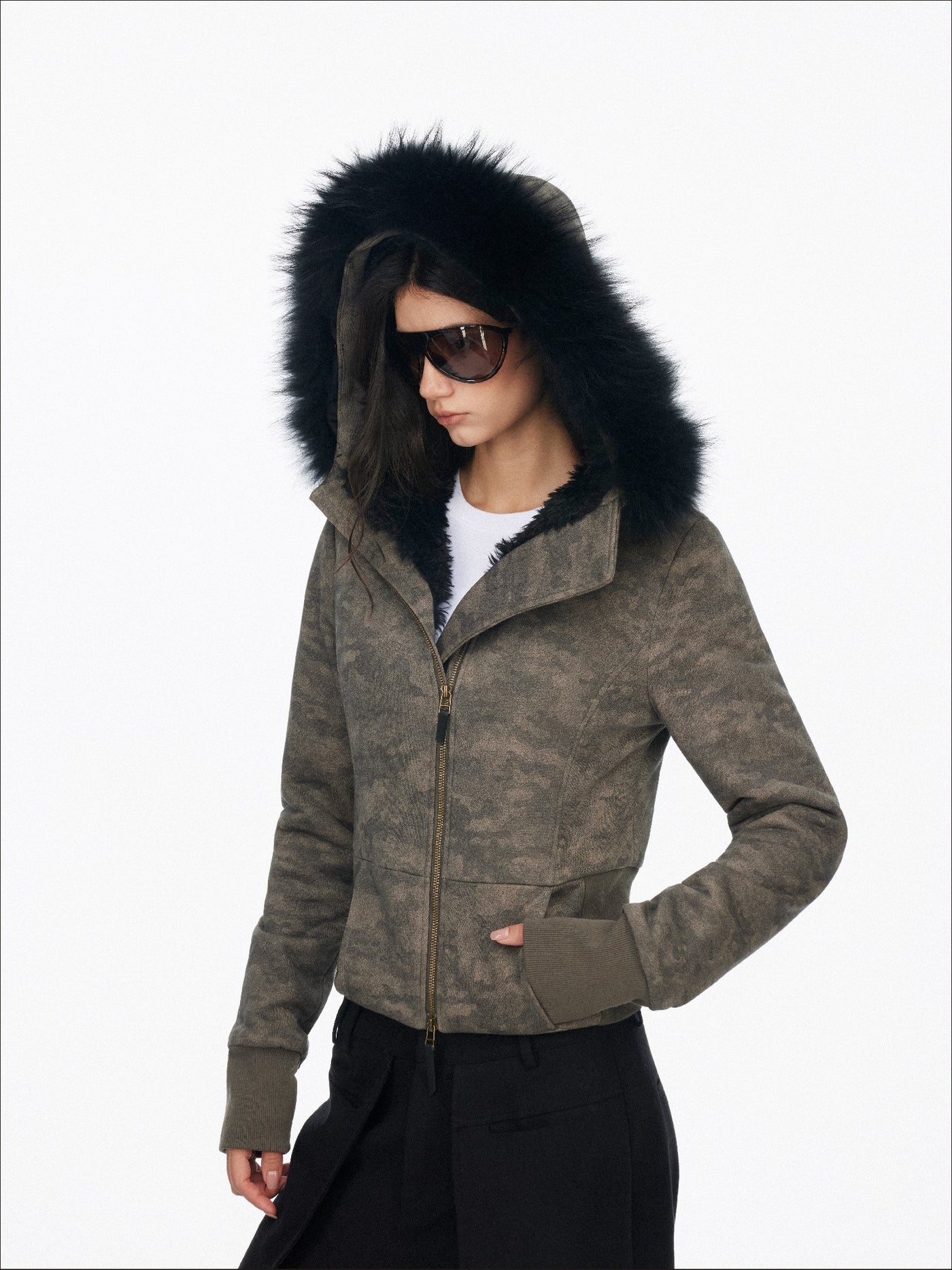 Fur Collar Hooded Sweatshirt Jacket SAL0201