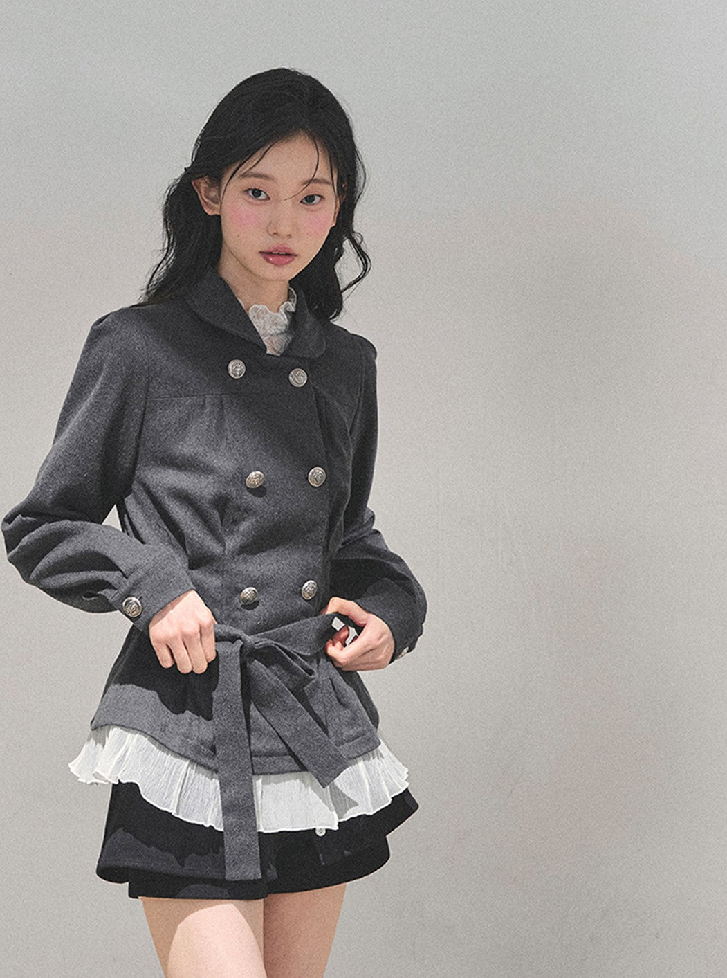 Gray French Style Suit Jacket DIA0764