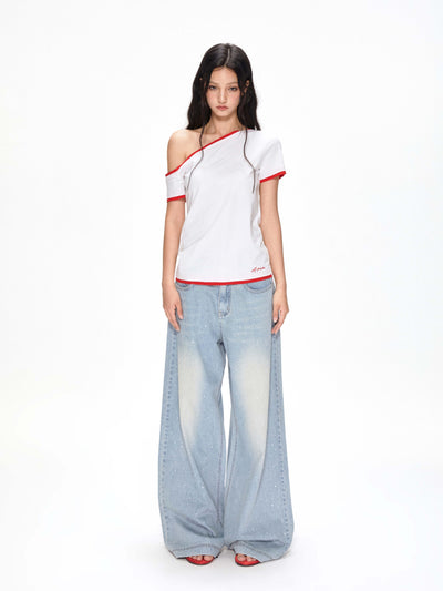 Rhinestone Low Waist Jeans APE0390