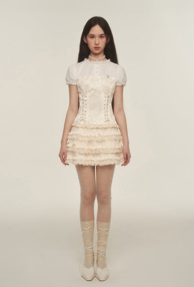 French Retro Pleated Puffy Cake Short Skirt AYF0039