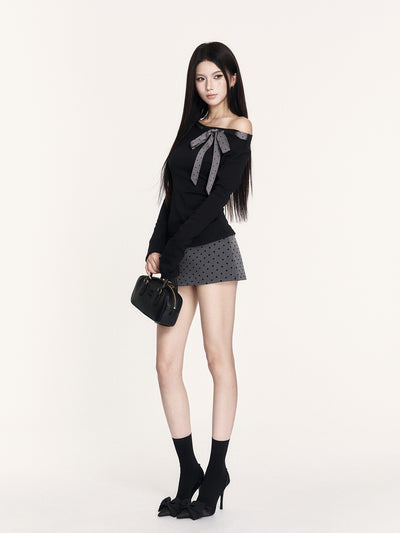 Polka Dot Lace Long-sleeved T-shirt VOC0432