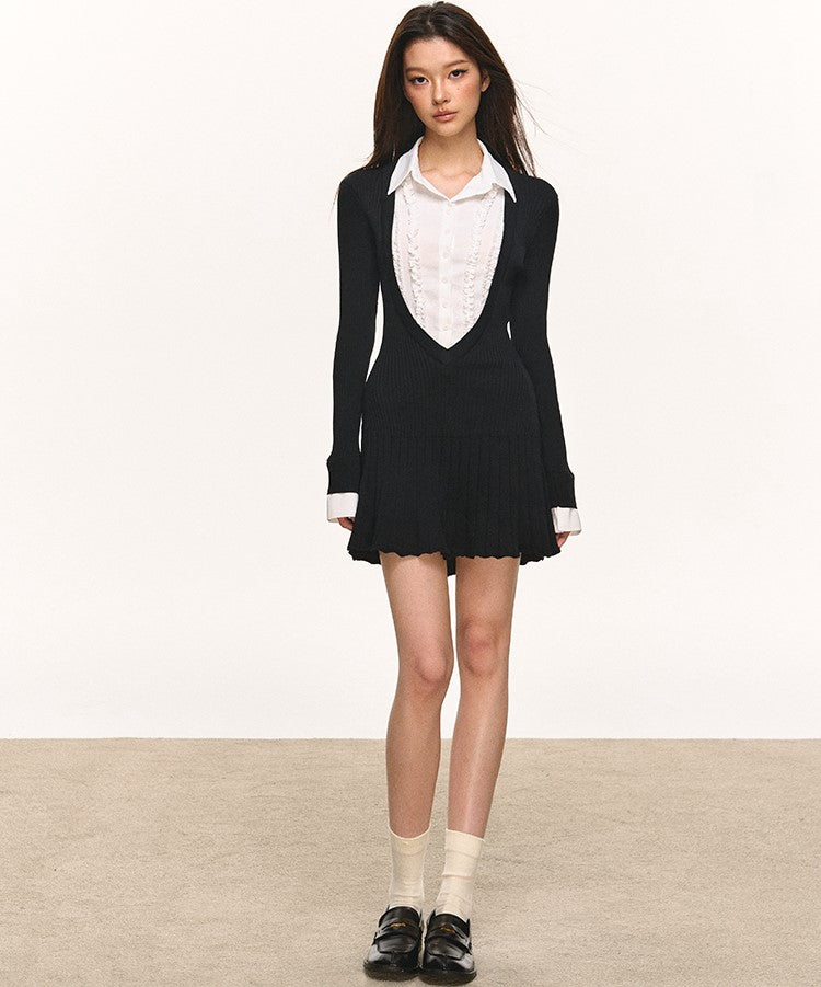 Polo Neck Slim Waist Base Dress ANA0115