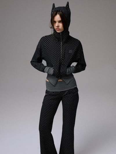 Polka Dot Devil Horn Hooded Jacket JIN0037