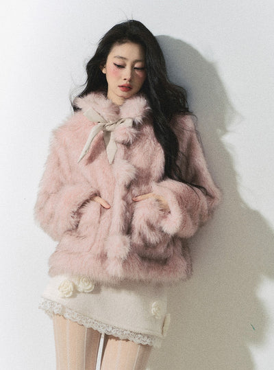 Cherry Blossom Milk Series Fur Pink Jacket DIA0246