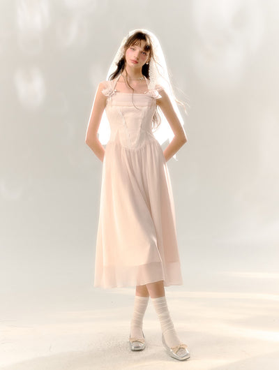 Light Pink Sleeveless Suspender Dress SUN0074