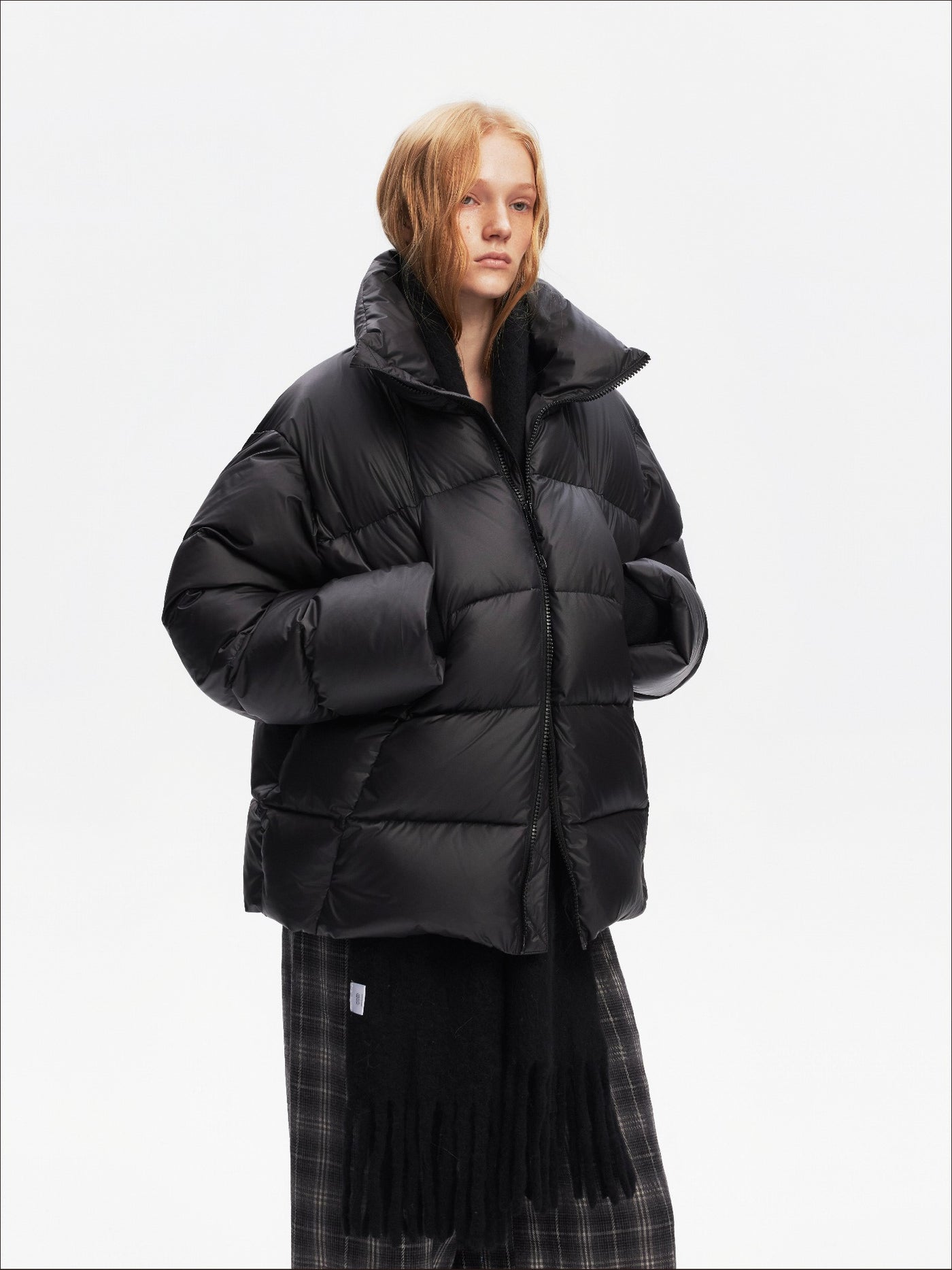 Stand Collar Retro Black Down Jacket SAL0208