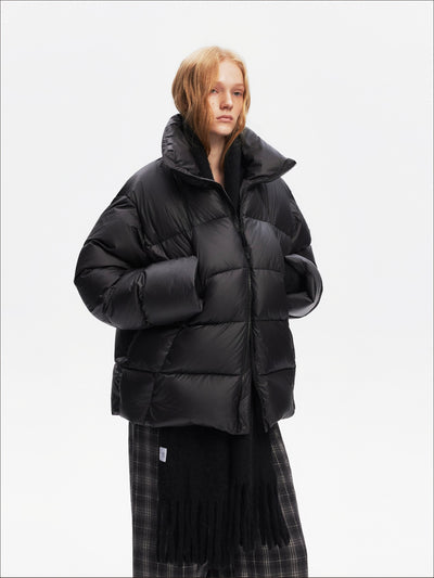 Stand Collar Retro Black Down Jacket SAL0208