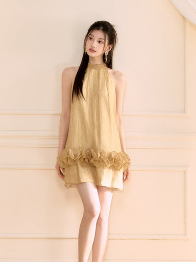 Honey Yellow Ruffle Short Dress OSH0116