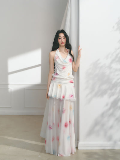 Flower Lace Pleated Dress/Long Skirt SAL0172
