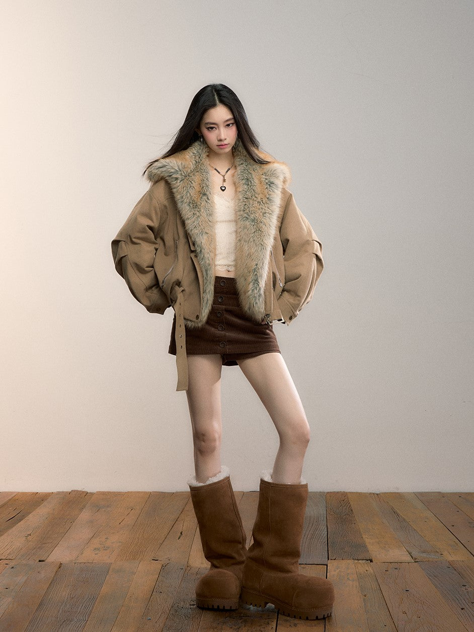 Gradient Fur-lined Reversible Coat VIA0354