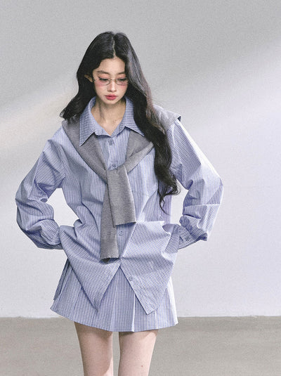 Plaid Long Shirt/Short Skirt DIA0555