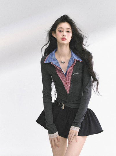 Fake Two-piece Long-sleeved T-shirt DIA0526