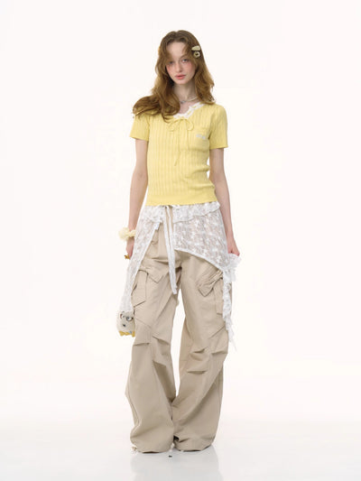 Bow Straight Wide Leg Pants ZIZ0260