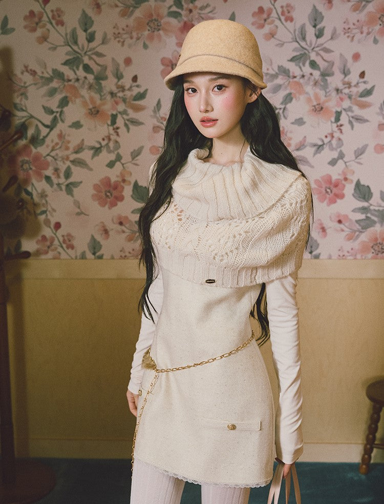 Square Neck Thick Sophisticated Dress LAL0233