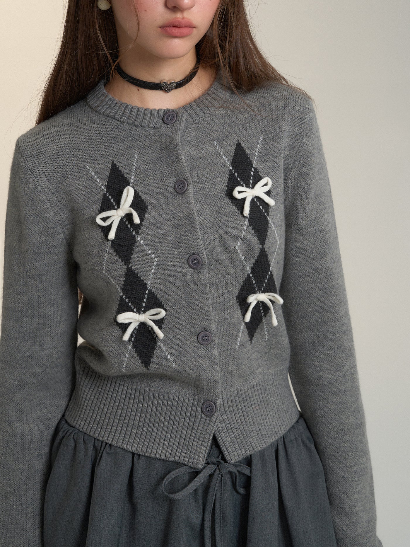 Diamond Bow Sweater Cardigan SOM0113