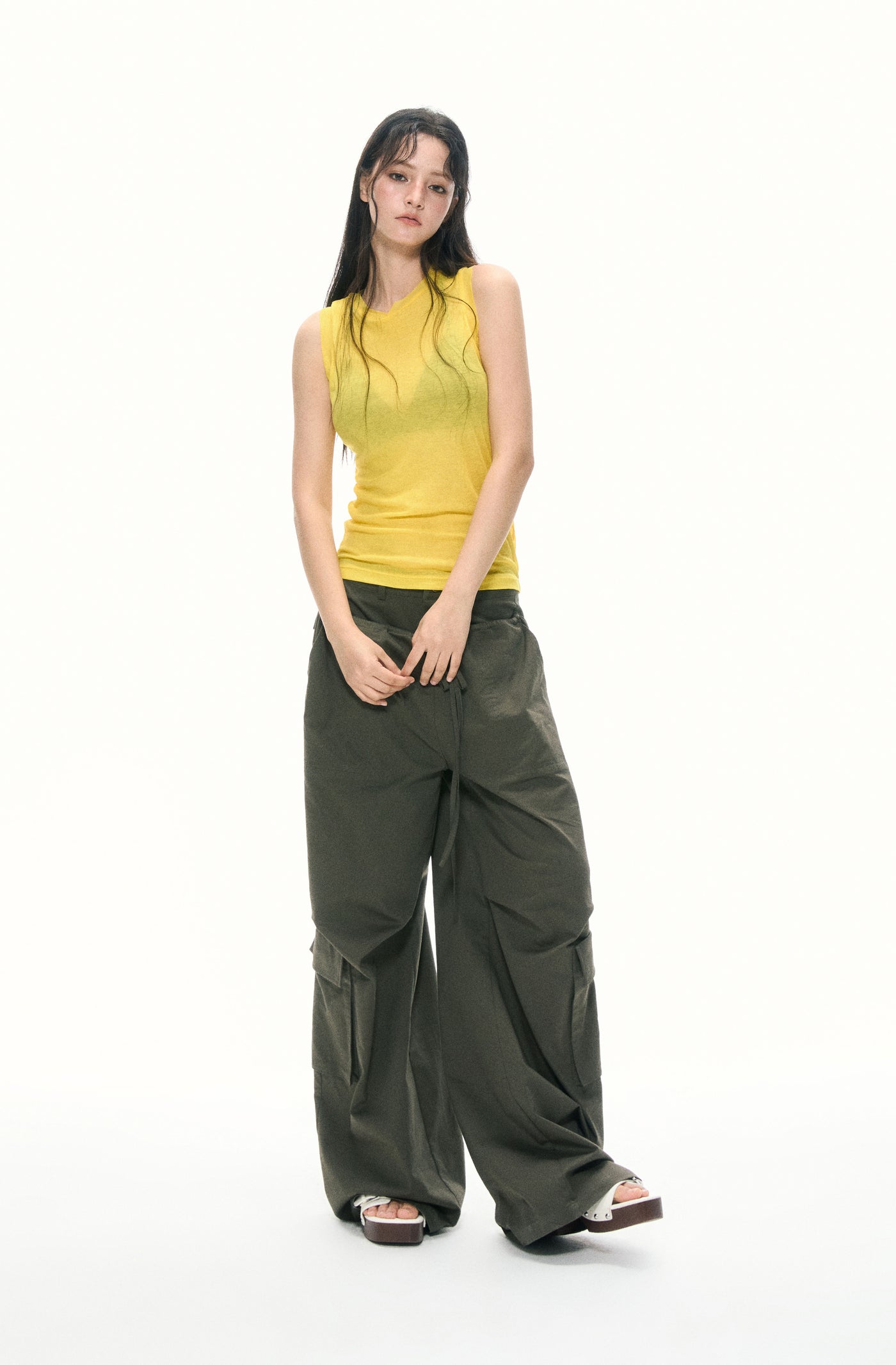 Yellow I-Shaped Sleeveless Top APE0374