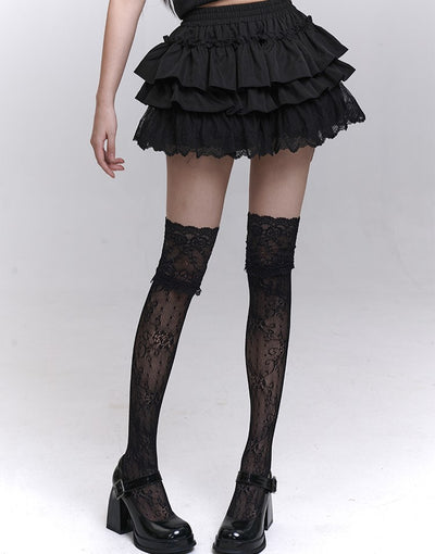 Black Puffy Cake Short Skirt LAD0199