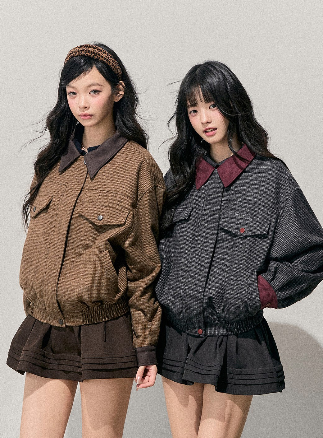 Block Color Quilted Jacket/Short Skirt DIA0745