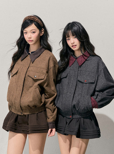 Block Color Quilted Jacket/Short Skirt DIA0745