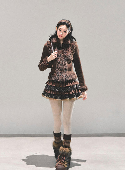 Leopard Print Plush Knitted Cardigan DIA0694