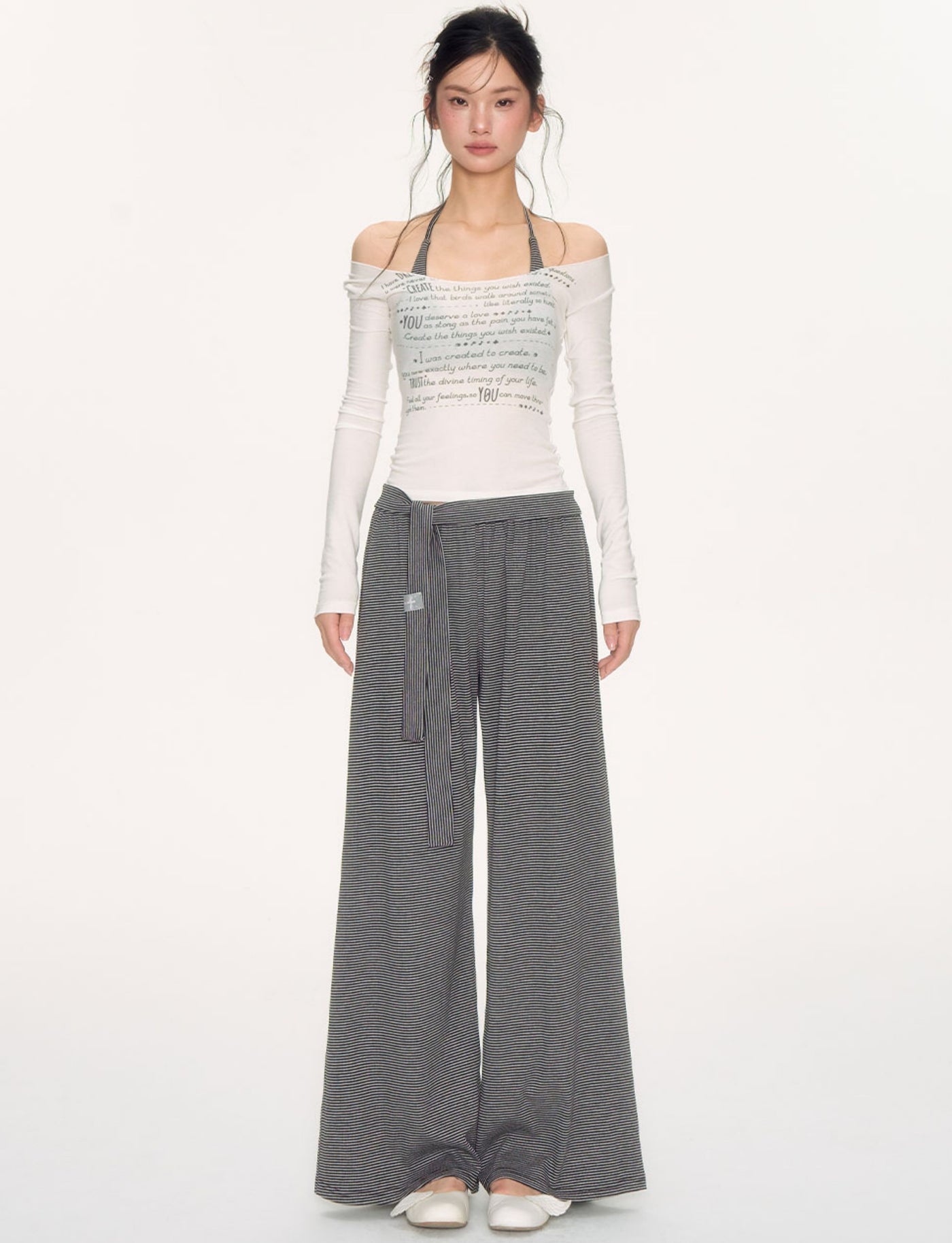 Striped Loose Casual Drape Pants NEC0223