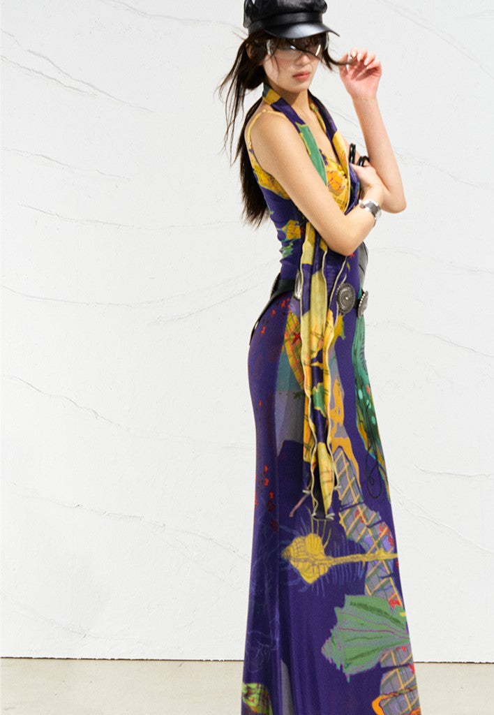 Mondrian Contrast Color Suspender Dress OFA0256