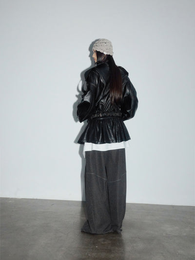 Rock Style Leather Oversized Jacket JNY0280