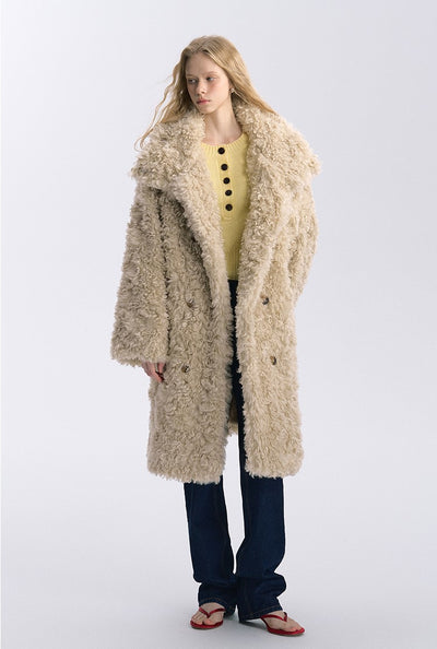 Double-breasted Fur Suede Long Plush Coat BYW0031