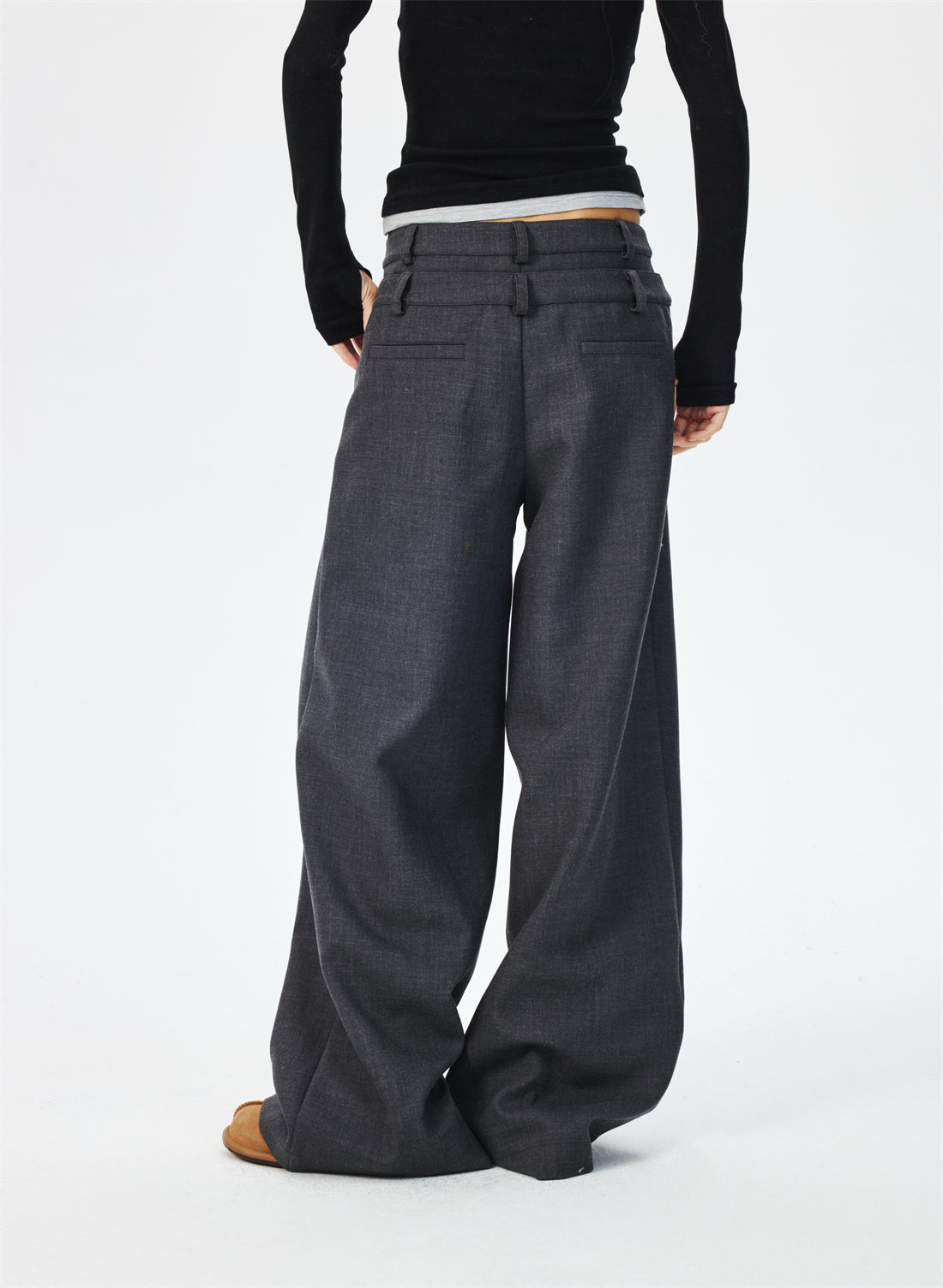 3D Pleated Design Wide Leg Casual Pants CUR0269