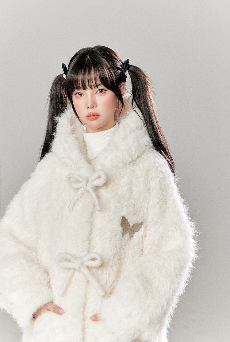 Hooded Lambswool Fur Warm Coat/Solid Color Base Sweater TBI0042