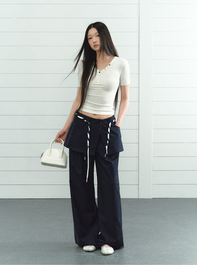 Wide-leg Fake two-piece Skirt Pants LAL0205