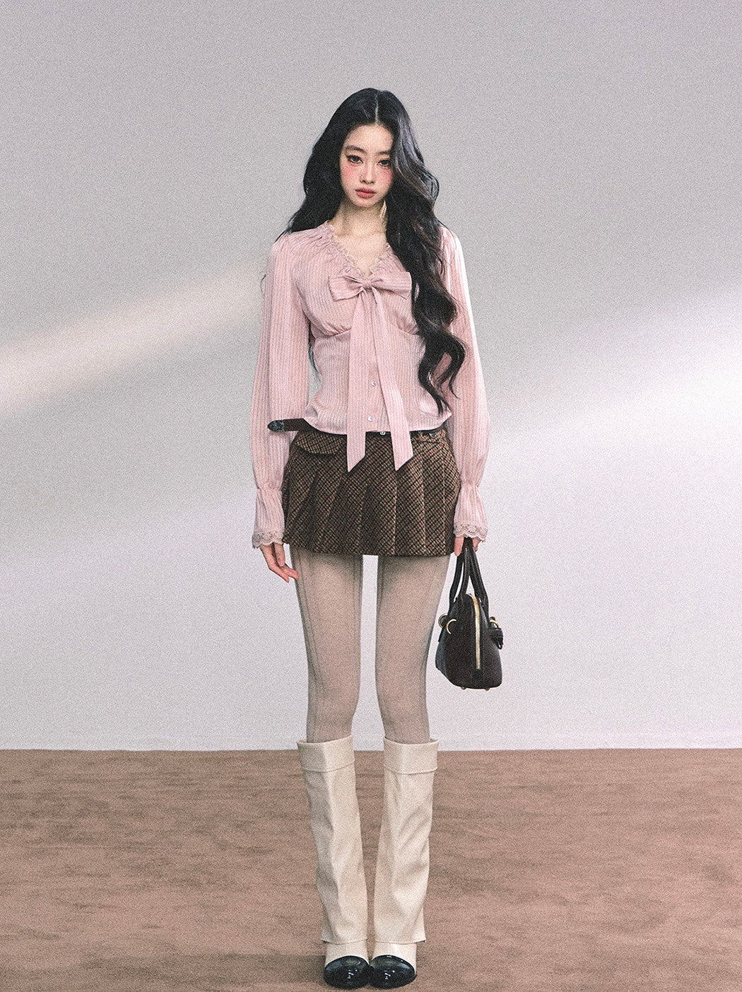 High-end French Lace Striped Shirt DIA0629