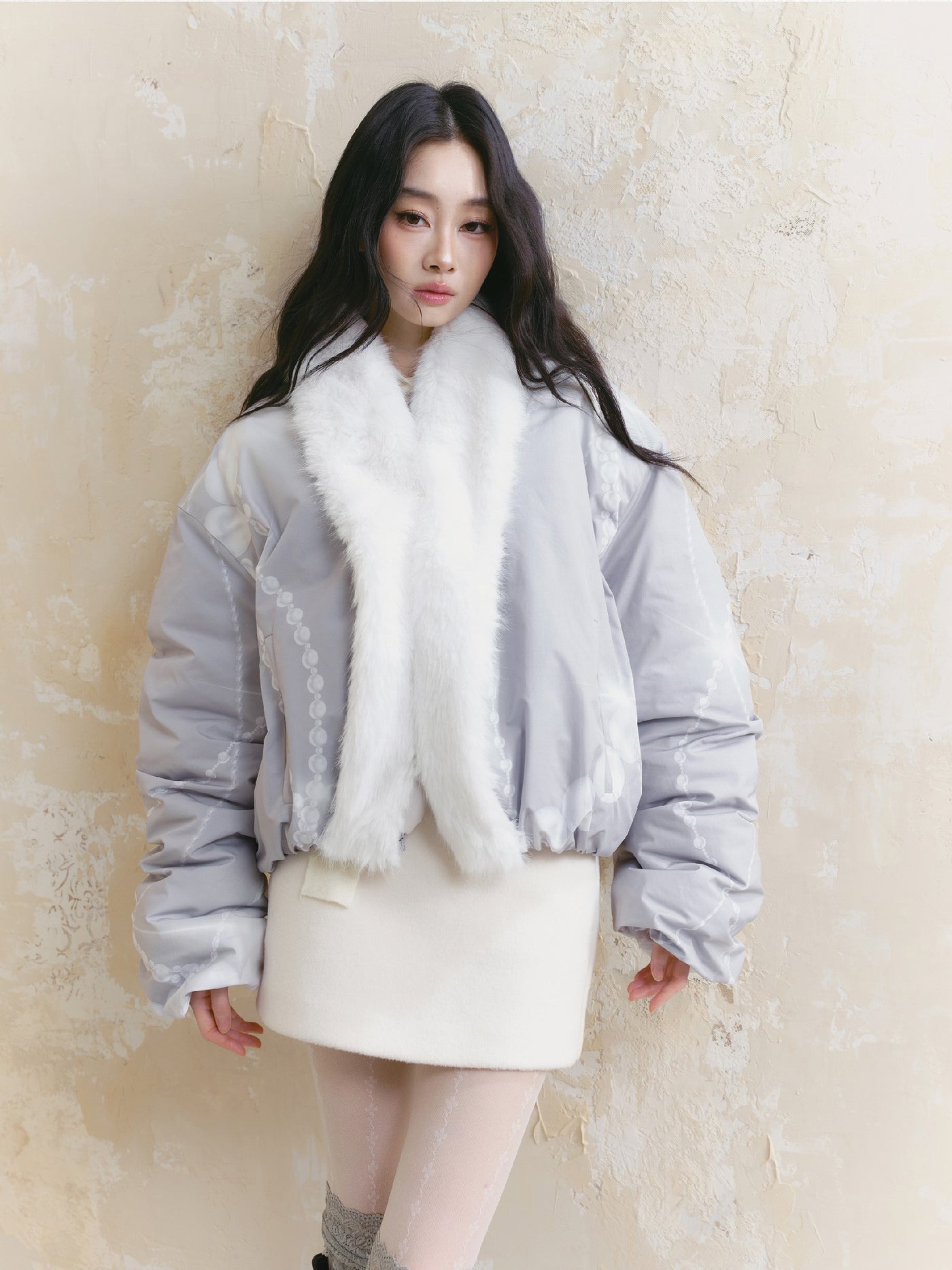 Perl Design Fur Collar Cotton Jacket SAL0091